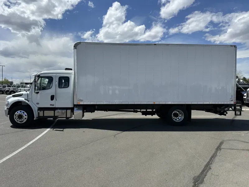 A 2025 Freightliner M2 106 on the highway, representative of the regional and long-haul lanes Illyro covers.