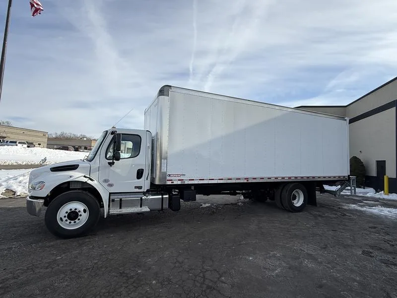 A 2025 Freightliner M2 106 in the Illyro yard, the equipment our drivers operate every day.